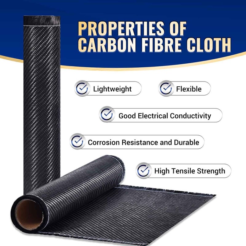 Krbnk 6.6FT 3K/240g Carbon Fiber Repair Kit, 12" Carbon Fabric Fiber Cloth Roll, 8OZ Epoxy Resin 4OZ Hardener, DIY Carbon Fiber Fabric Sheet Fibra de Carbono para Carro - Image 3
